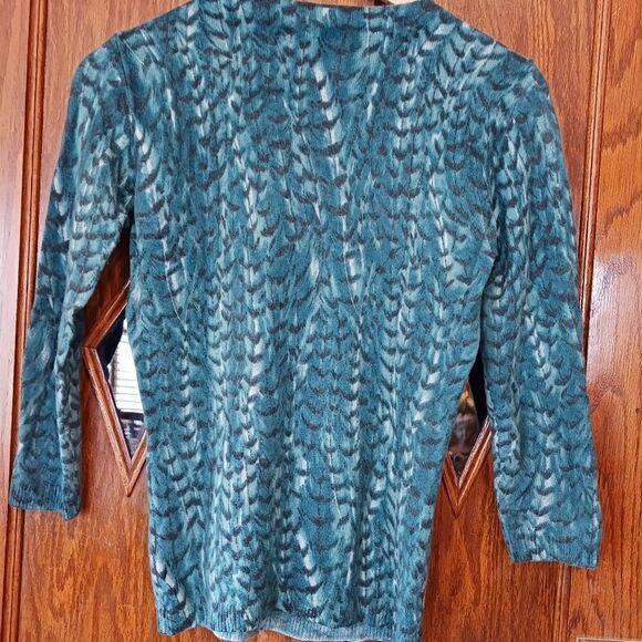 Talbots Pure Cashmere Teal Feather Sweater - Picture 13 of 16